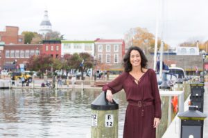 Photo of - your Annapolis lifestyle expert Rachel Frentsos at the Annapolis City Dock 